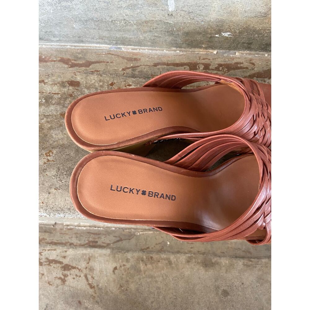 Lucky Brand tan woven leather upper platform sandal - Picture 6 of 9